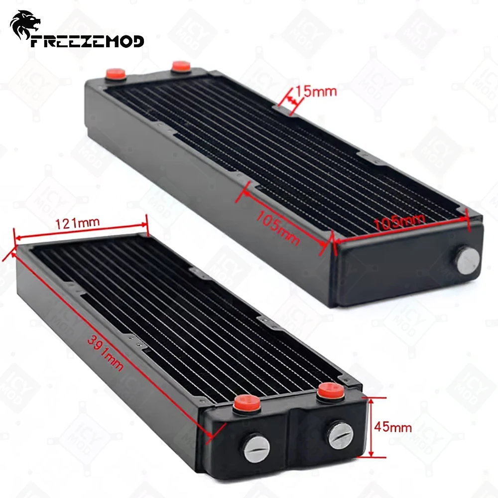 Radiador de latón de 45mm de espesor, agua de cobre de rosca G1/4 de 360mm de largo con cámara de inyección para ventilador de 120mm, refrigeración de PC MOD TSRP-HP45-360 - imagen 2