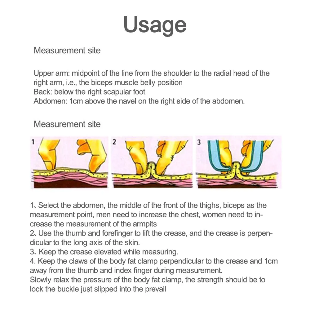 Analizador de medidor de grasa corporal de 0-80mm, pinza de calibre sebum, cinta de medición de instrumentos de prueba - imagen 3