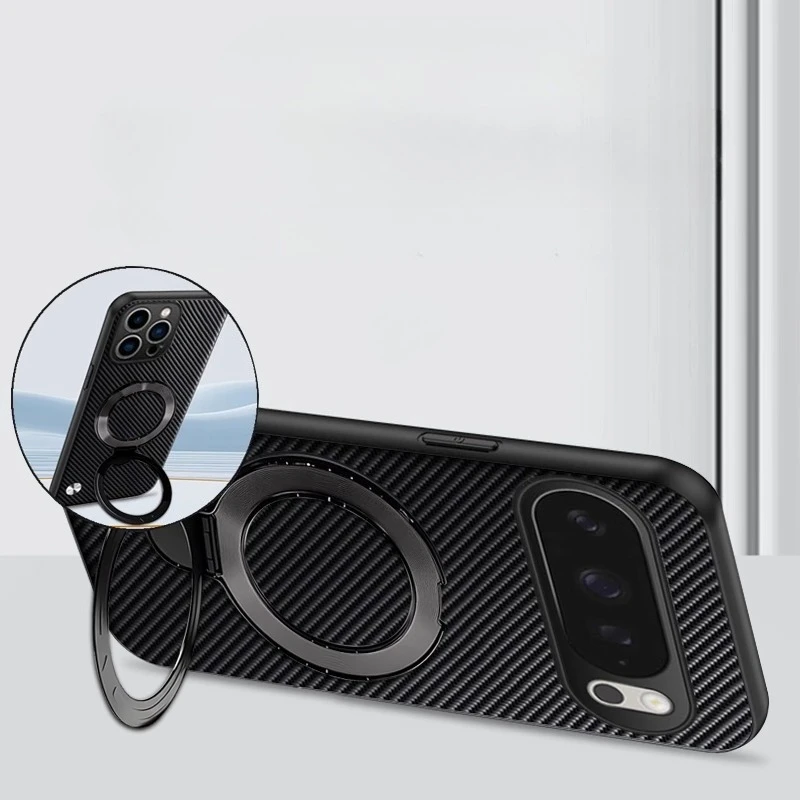 Para Sony Xperia 10 VII Funda de cuero PU de fibra de carbono con carga inalámbrica para Sony 10 V II soporte magnético cubierta a prueba de golpes - imagen 2