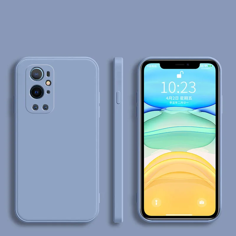 Funda de silicona suave cuadrada de lujo para OnePlus One Plus 10 9 9R 9RT 8 7 7T Pro Nord CE 2 5G Coque cubierta trasera de Color sólido - imagen 3