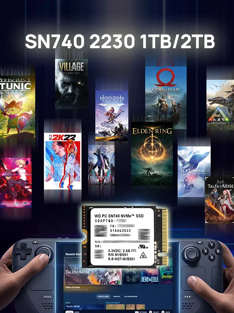 Unidad de estado sólido Western Digital WD SN740 2TB 1TB SSD M.2 2230 Gen4 PCIe 4,0 X4 NVMe para Steam Deck Microsoft Surface ProX - imagen 5