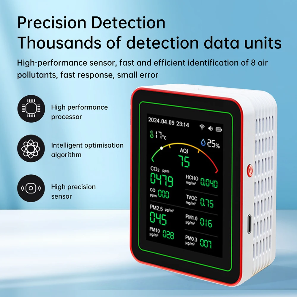 Tuya WiFi 15-en-1 Monitor de calidad del aire Monitor de dióxido de carbono Detector de formaldehído Monitor de temperatura y humedad - imagen 4