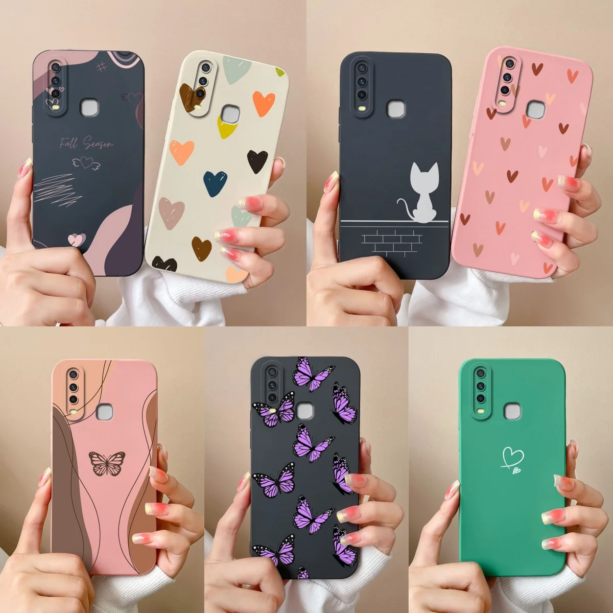 Funda de teléfono para Vivo Y17 Y17S 4G, Carcasa ligera de silicona líquida para protección de cámara, Carcasa trasera para Vivo Y 17