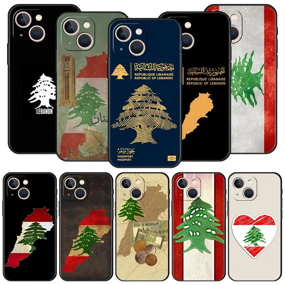 Funda de teléfono de lujo con pasaporte del Líbano para iPhone 17 Air 16 Plus 13 15 14 12 11 Pro MAX 7 8 SE, funda negra de TPU suave