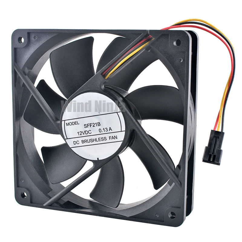 Ventilador de refrigeración SFF12B para chasis, fuente de alimentación de CPU, 12cm, 120mm, 120x120x25mm, DC12V, 0.13A, 3 pines, 1500rpm - imagen 4