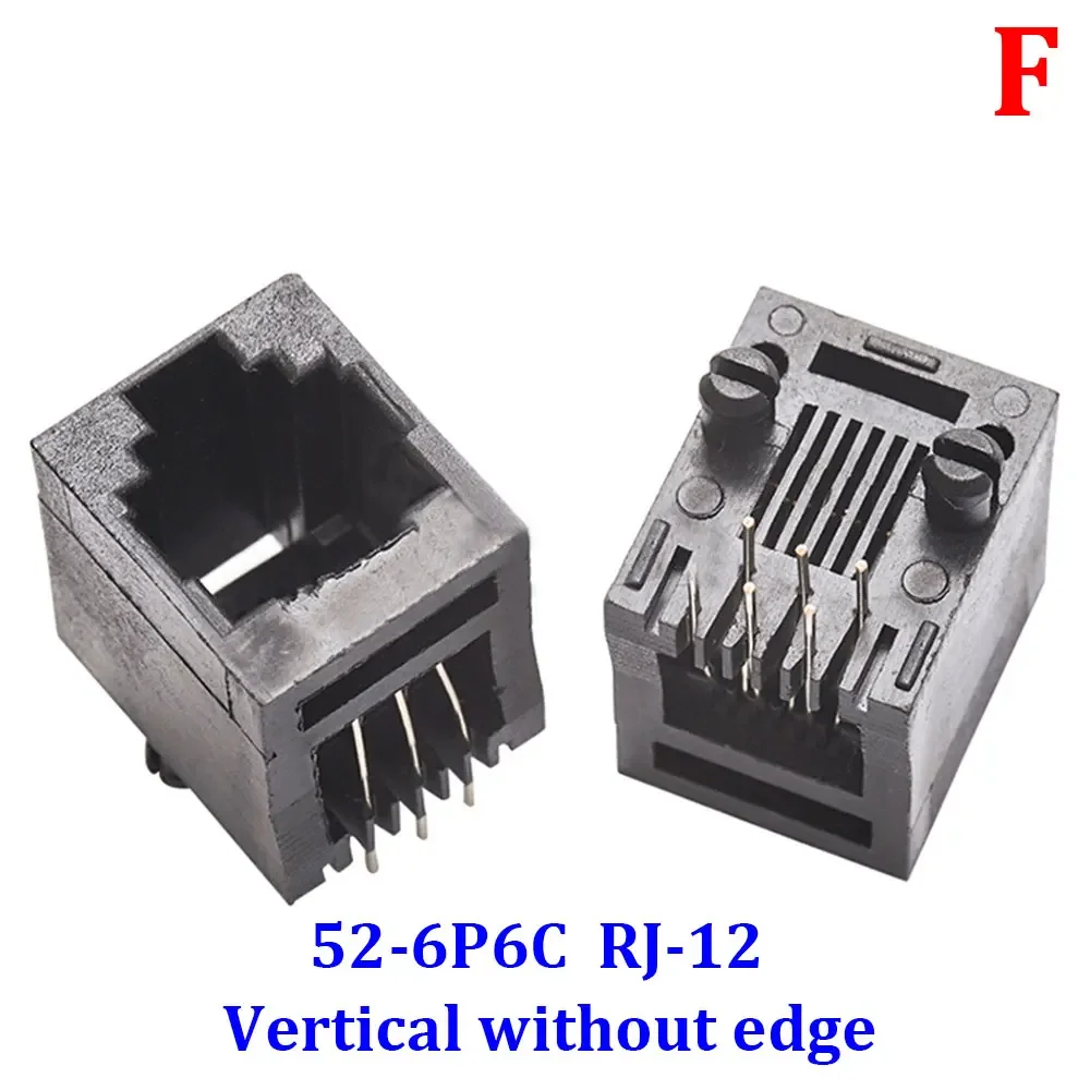 10 Uds RJ11 RJ45 enchufe 52-4P4C 6P2C 6P4C 6P6C 8P8C asiento RJ12 conector de teléfono hembra 6 núcleos cabeza de cristal 180 grados Vertical - imagen 4