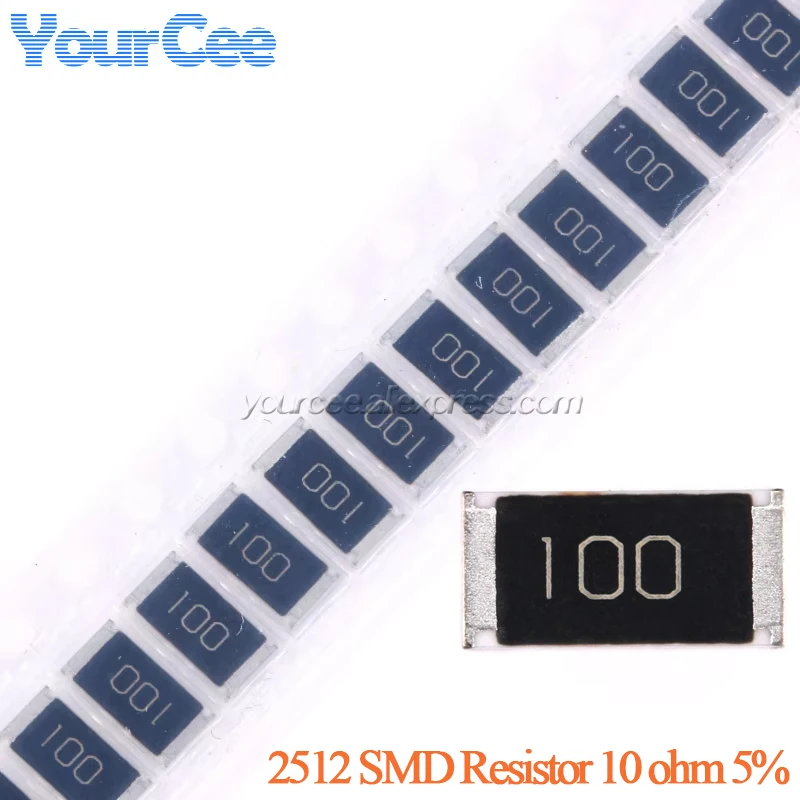 100 uds/20 piezas Uds 10ohm 2512 resistencia de Chip SMD 10 ohm 10R 100 1W 5% resistencia componente electrónico pasivo