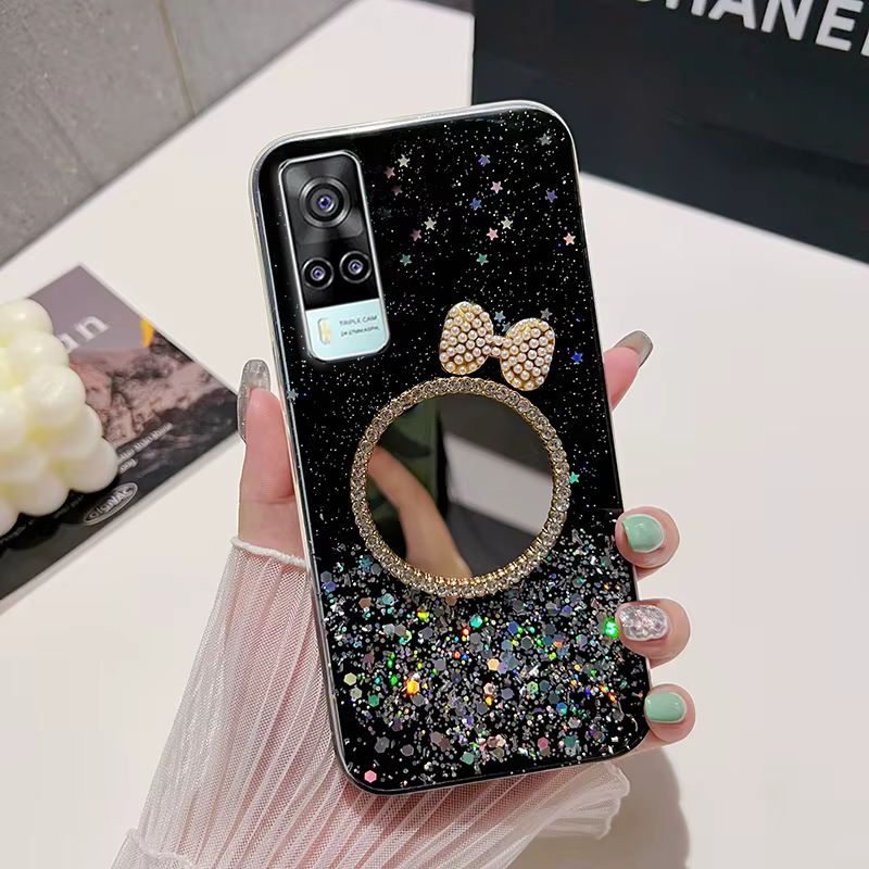 Funda de teléfono brillante con espejo de arena movediza para VIVO S10, S12, S17, S16 Pro, S15, S9, S7, S6, S5, S1, S17E, S16E, S15E, S1, IQOO 3 Pro, 5G, NOE