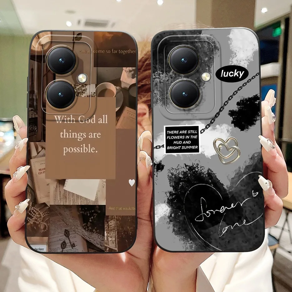 Para Vivo Y27 4G funda V2249 nuevas flores caramelo pintado funda de silicona suave para Vivo Y27s Y 27 s VivoY27 5G V2302 V2322 Fundas - imagen 3