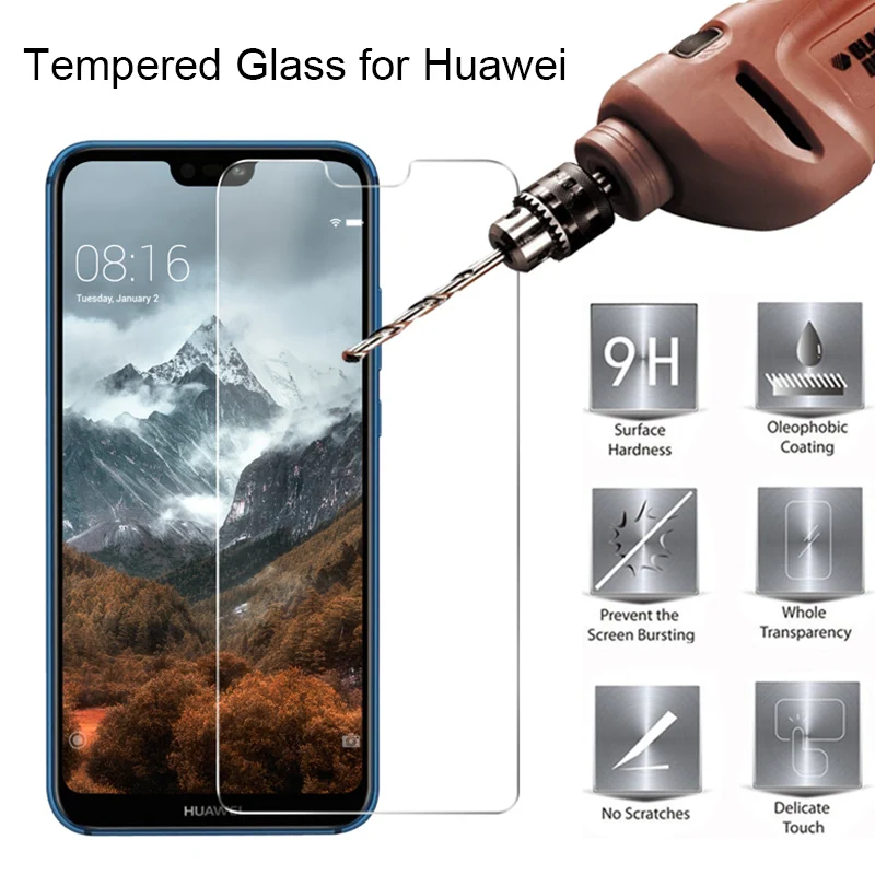 Película protectora de pantalla 9H para Huawei P20 Pro, P10 Lite, P9 Plus, cristal templado, P9, P8 Lite, 2017, 2016