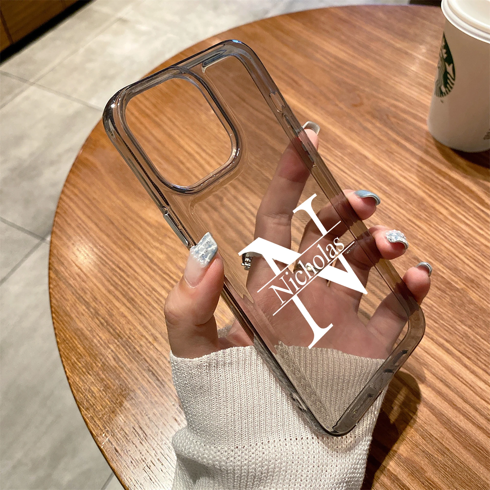 Funda de teléfono personalizada con nombre y letras grandes para Iphone17 16 15 14 13 12 11Pro Max Plus, fundas de TPU suaves y transparentes de lujo a prueba de golpes - imagen 3