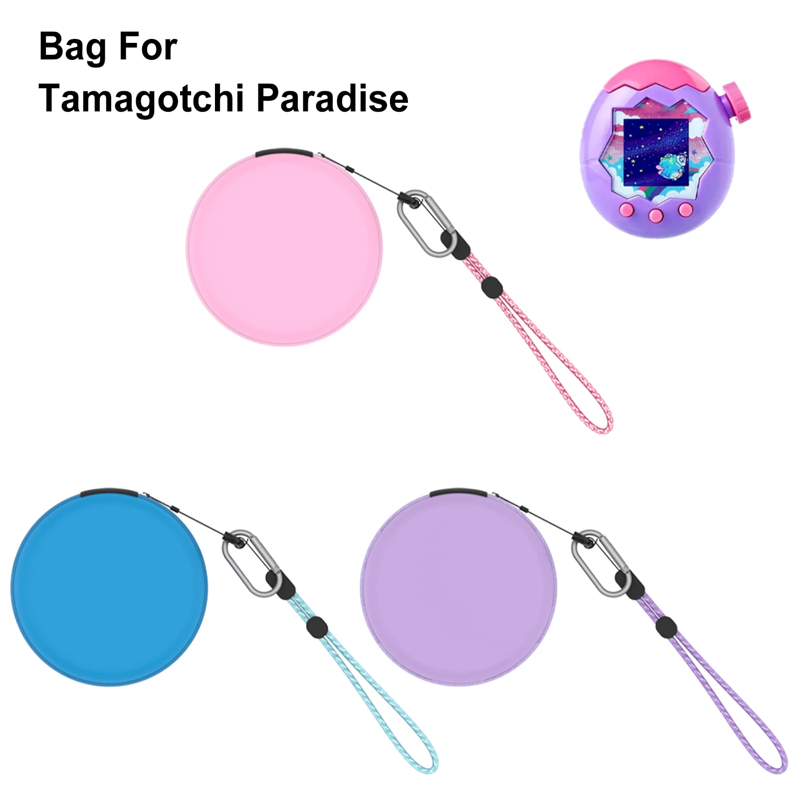 Funda protectora de almacenamiento portátil con cordón y mosquetón, Mini bolsa de almacenamiento, accesorios de Estuche De Viaje para Tamagotchi Paradise