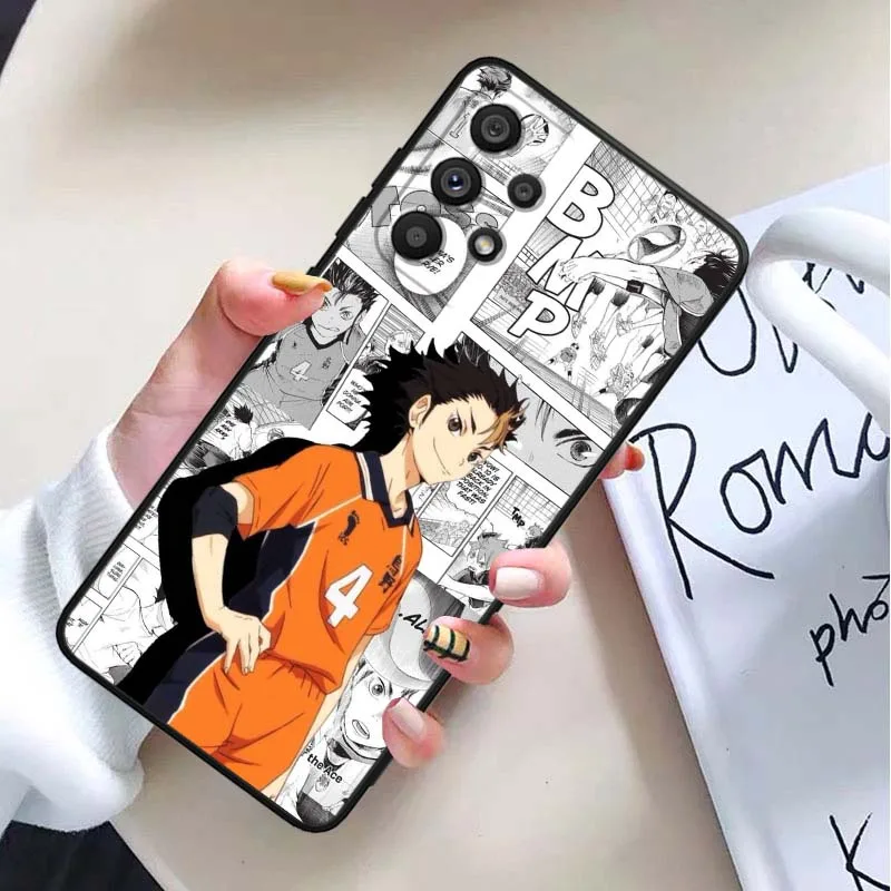 Nishinoya Yuu Anime para Samsung Galaxy A54 A55 A56 A70 A71 A72 A73 J4 J6 M02 M11 M12 5G funda negra para teléfono - imagen 4