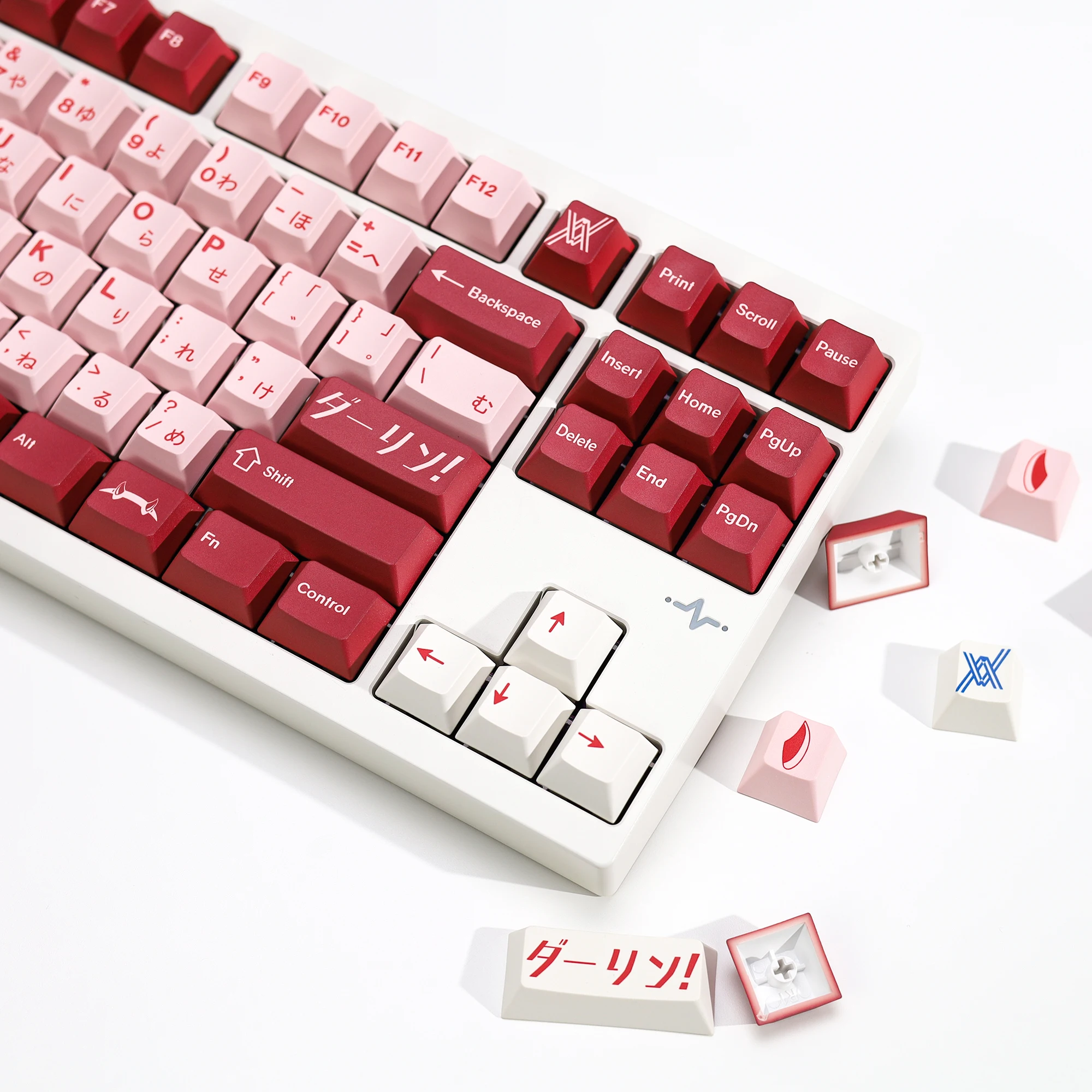 KBDiy GMK Darling Keycaps japonés PBT Retro Alice Cherry perfil ISO Keycap para MX Switch 60 Teclado mecánico para juegos Aula
