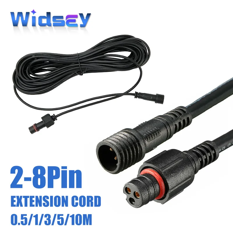 Cable conector de alimentación impermeable para exteriores, 2, 3, 4, 5, 6, 7, 8 pines, IP67, Cable de enchufe de acoplamiento LED, línea de extensión cuadrada macho hembra de 0,3-2,5
