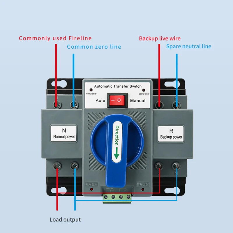 Interruptor de transferencia automática ATS 2P 63A 220V 110V interruptor de cambio Manual de doble potencia disyuntor en miniatura - imagen 4