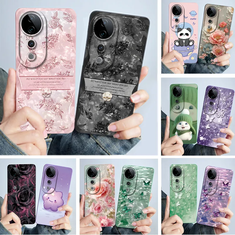 Para vivo V40 funda vivo V40 Pro V40e funda de teléfono Vivo iQOO Z9S 5G moda simplicidad flor a prueba de golpes carcasa protección contraportada
