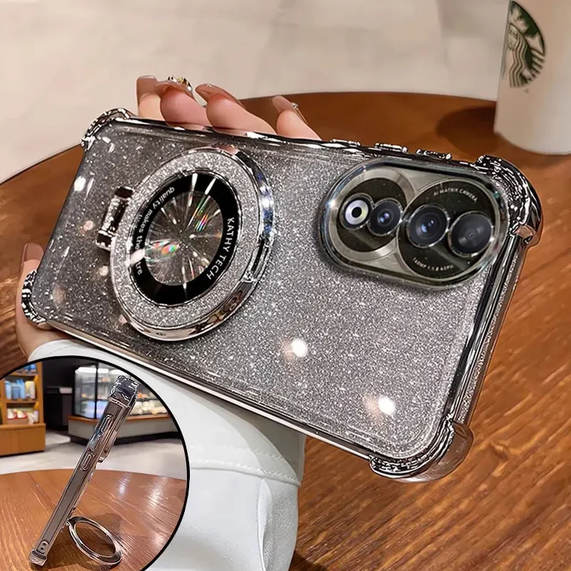Funda Honor90 5G de lujo con soporte magnético a prueba de golpes para Huawei Honor 90 70 50 80 100 200 pro funda con soporte brillo brillante - imagen 2
