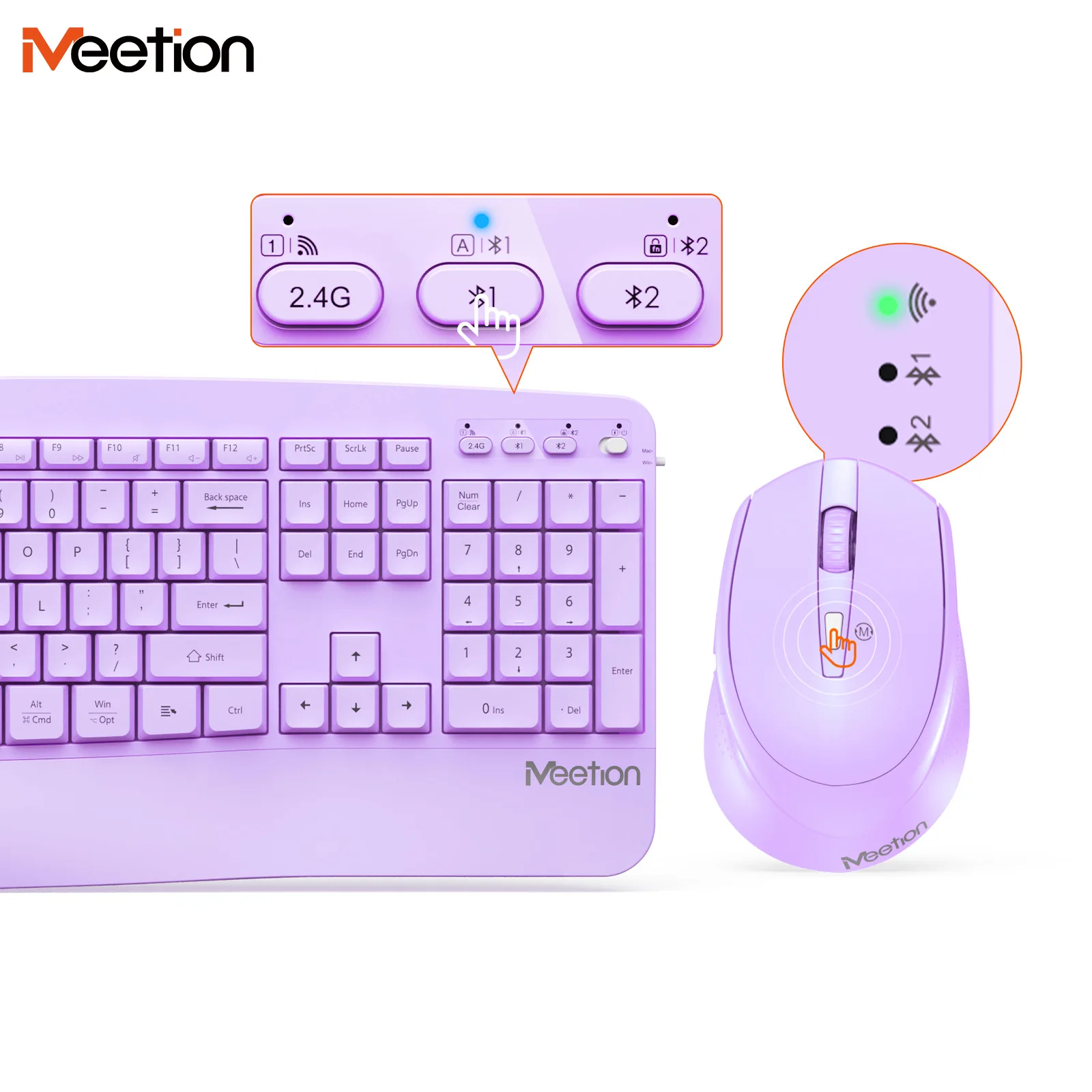 UNSHARKABLE y MEETION DirectorA juego de teclado inalámbrico y ratón ergonomía 2,4G Bluetooth doble modelo silencioso batería de juego de oficina - imagen 4