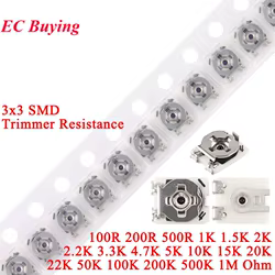 5-100 Uds 3*3 potenciómetro de resistencia recortadora SMD 3X3 resistencia Variable ajustable 100 200 500 1K 2K 5K 10K 20K 50K 100K 1M Ohm