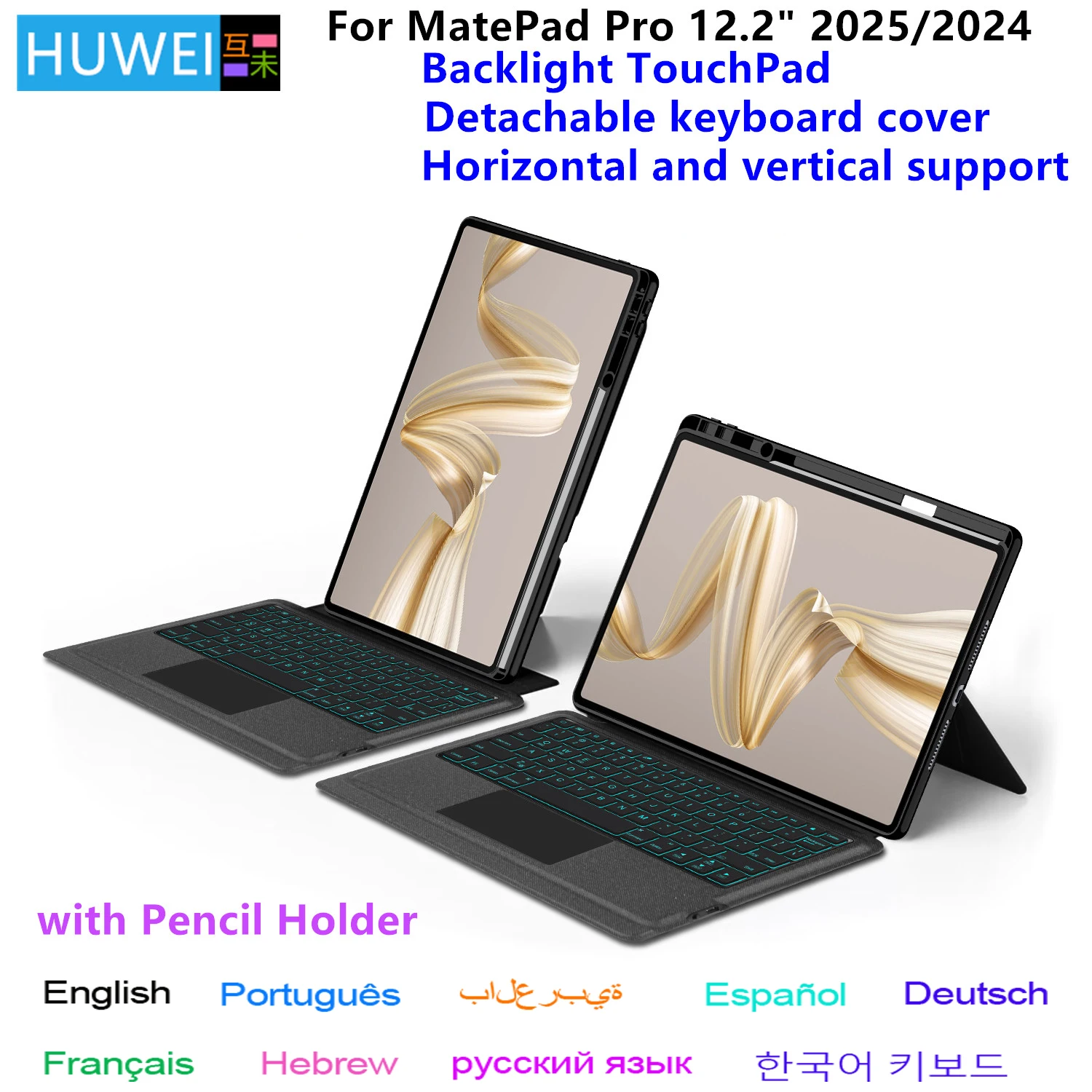 Funda con teclado mágico desmontable para Huawei MatePad Pro, funda inteligente MRO-W00 W10 de 12,2 pulgadas para Huawei MatePad Pro 12 2 2025
