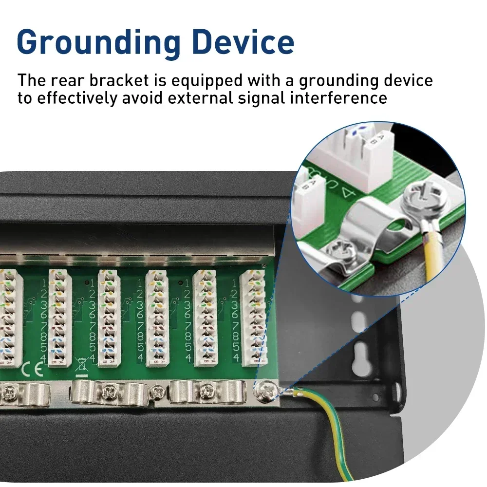 Painel de conexión Natalink CAT6a de 8 puertos Panel de red metálico blindado de 10 Gbps Soporte en rack/pared 1U Compatible con cables CAT5e/6/6a/7 - imagen 4