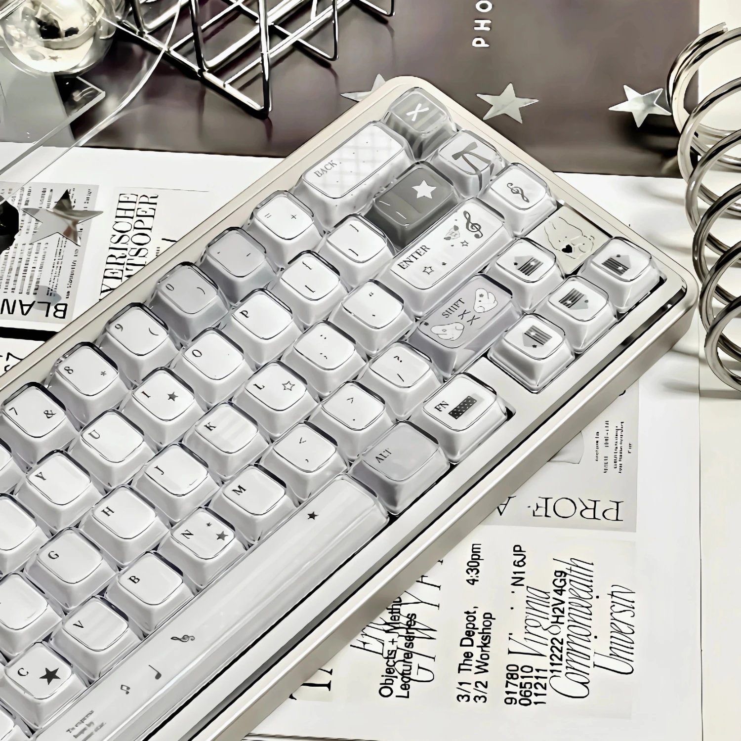 MAIMOOO-teclas de cristal con perfil KDA, nota Musical gris avanzada, PC, doble capa, gelatina translúcida, para teclado mecánico - imagen 5