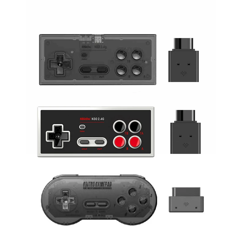 Original ocho asientos Hall SF30 SN30 N30 2,4G controlador de interruptor de mando inalámbrico para reproductor de juegos SNES/SFC/NEC Plug And Play