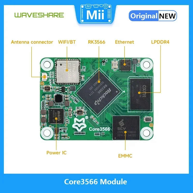 Módulo Waveshare Core3566, adecuado para Raspberry Pi CM4 con procesador de cuatro núcleos Rockchip RK3566 - imagen 4