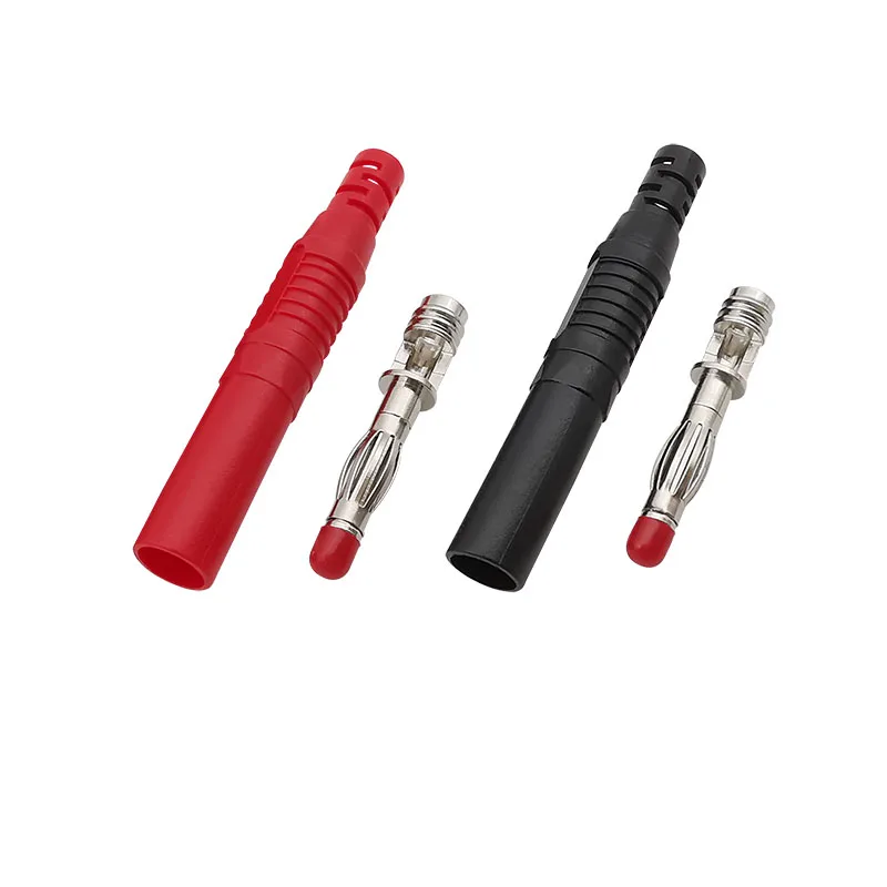 Conector de enchufe Banana de 4mm, conjunto de funda de plástico completo, cable de soldadura DIY, cables de sonda de prueba, adaptador de Banana, rojo y negro