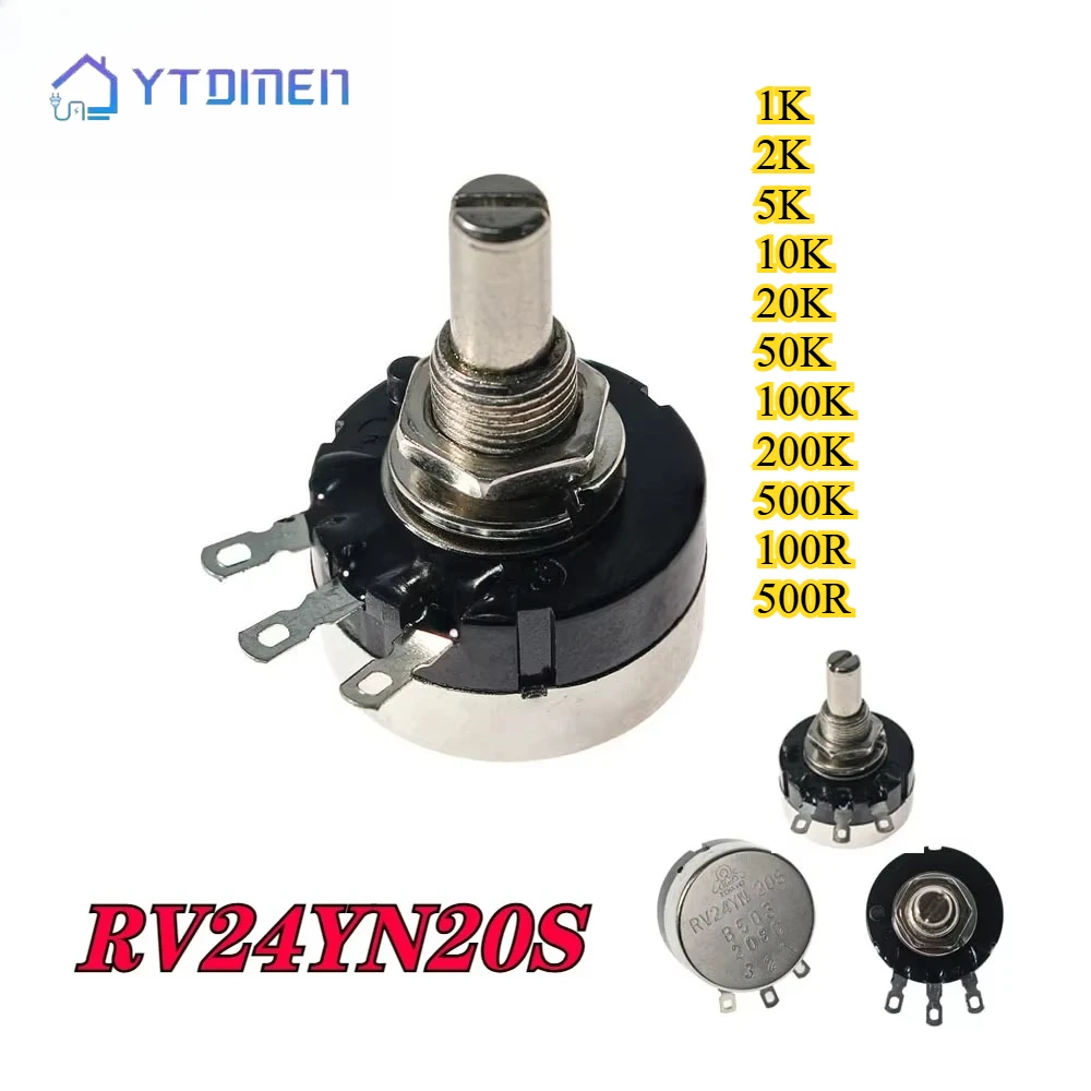 Potenciómetro RV24YN20S de 3 pines B101 B201 B501 B102 B202 B502 B103 B203 B503 B104 B204 1K 2K 5K 10K 20K 50k 100K 200K 1M Ohm