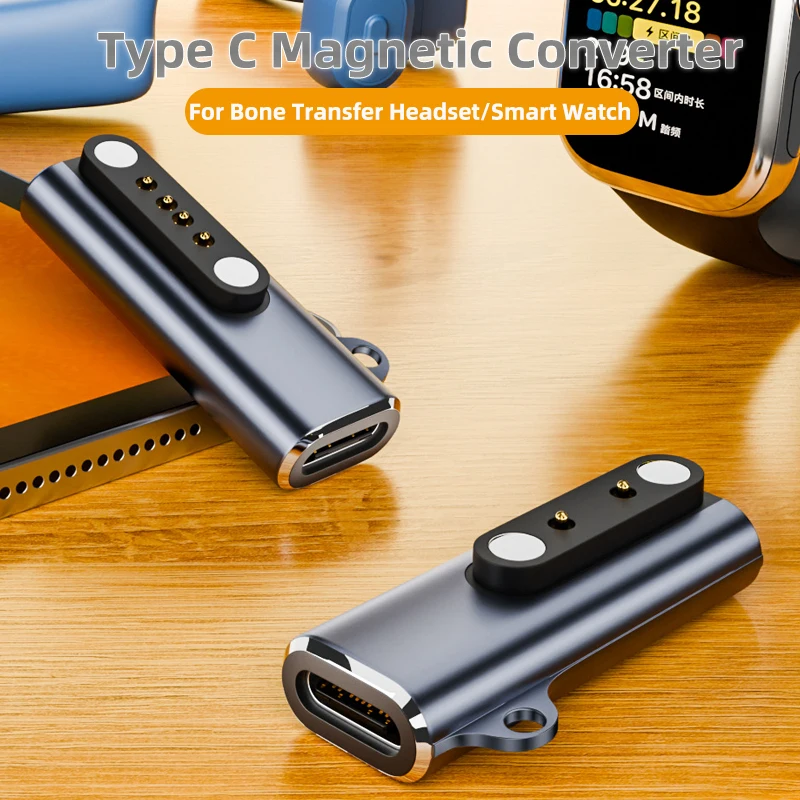 Adaptador de cargador magnético tipo C a 7,62mm/2/4 pines, convertidor para niños, reloj inteligente Shokz, adaptador de carga de auriculares de transferencia ósea