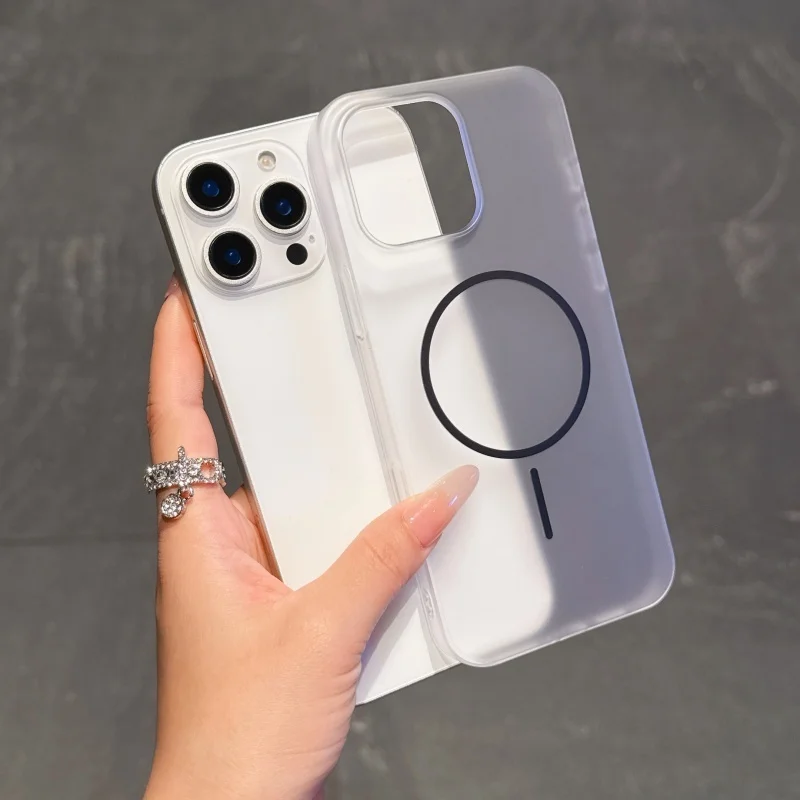 Funda magnética mate a prueba de golpes para cámara Magsafe para iPhone 16 Plus 15 14 13 12 11 Pro Max, funda trasera a prueba de golpes con orificio grande - imagen 3