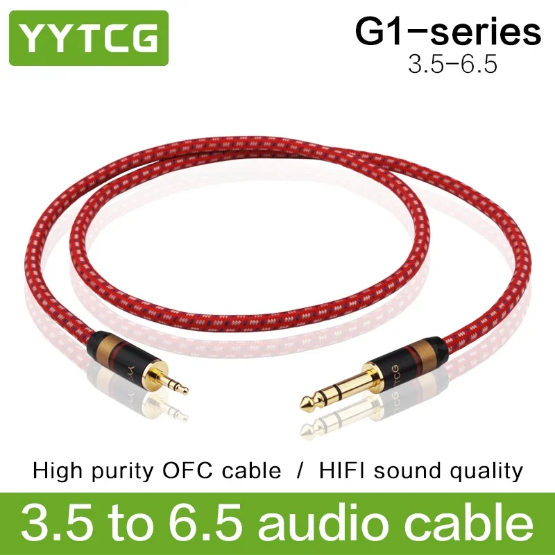 YYTCG-Cable de Audio auxiliar estéreo de alta calidad, 3,5mm a 6,35mm, macho, para micrófono, altavoz, amplificador, consola de mezcla, 1m, 2m, 3m, 5m
