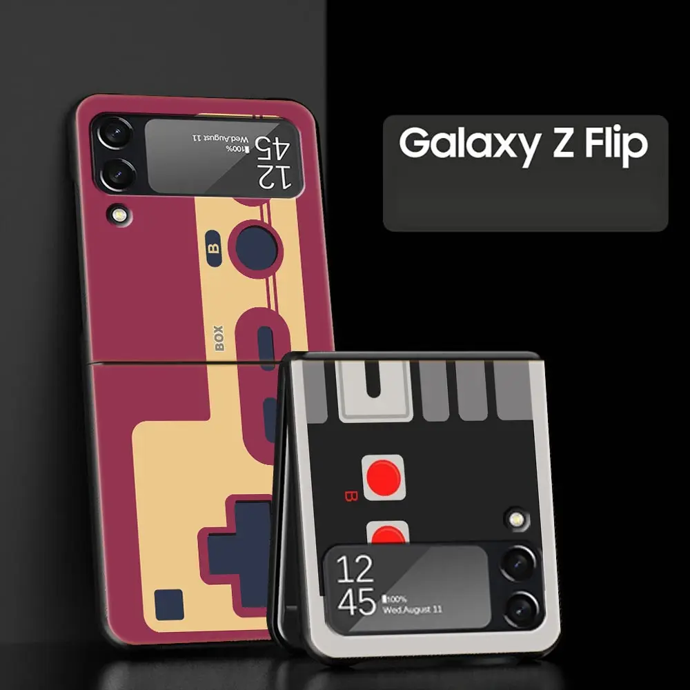 Video Game Boy Vintage GamePad funda de teléfono para Samsung Galaxy Z Flip 4 5 3 pliegues negro duro PC Shell para Samsung Z Flip5 cubierta - imagen 2