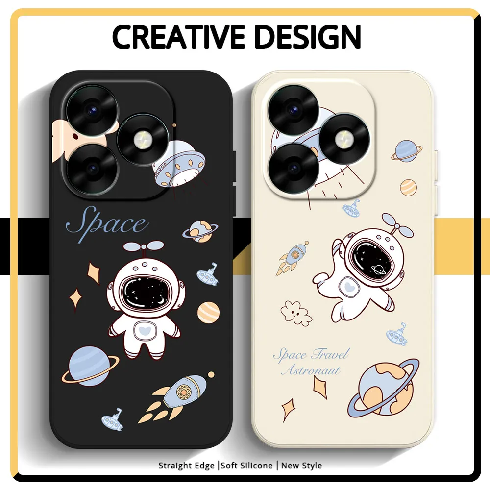 Funda de teléfono para Itel S23 Plus S23 + P55 4G 5G Itel A60S A60 A70, carcasa trasera a prueba de golpes, silicona suave, dibujos animados de astronauta