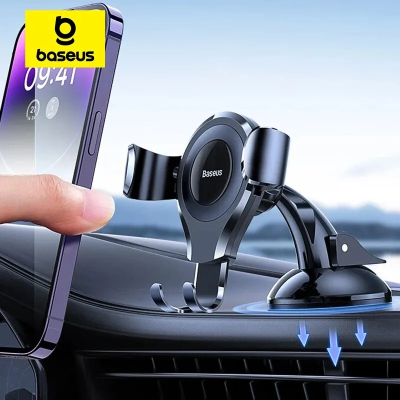 Soporte de teléfono Baseus para coche para iPhone, salpicadero de gravedad automático con ventosa, soporte para teléfono móvil para coche, soporte para Samsung/Xiaomi/Huawei