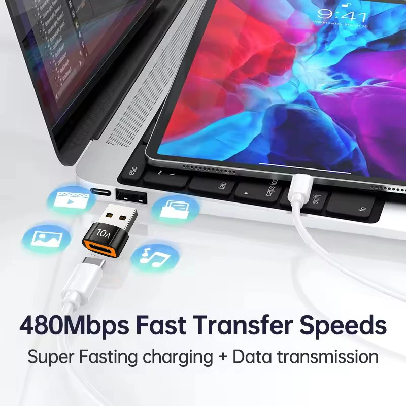 Adaptador OTG USB 3,0 a tipo C de 10A, adaptador USB hembra a tipo c macho, adaptador de carga rápida OTG USB C para Xiaomi, Samsung, portátil y PC - imagen 3
