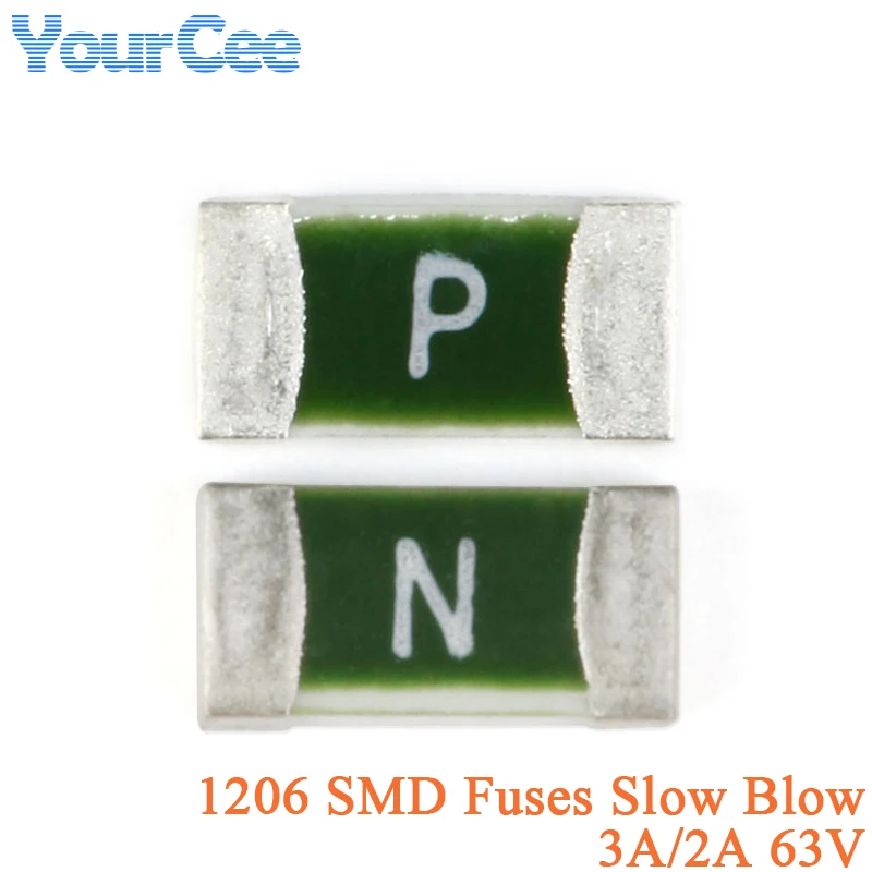 100 uds/5 uds CC12H3A CC12H2A -TR una vez 1206 fusibles SMD de soplado lento 2A/3A 63V fusible desechable de desconexión lenta rotura lenta