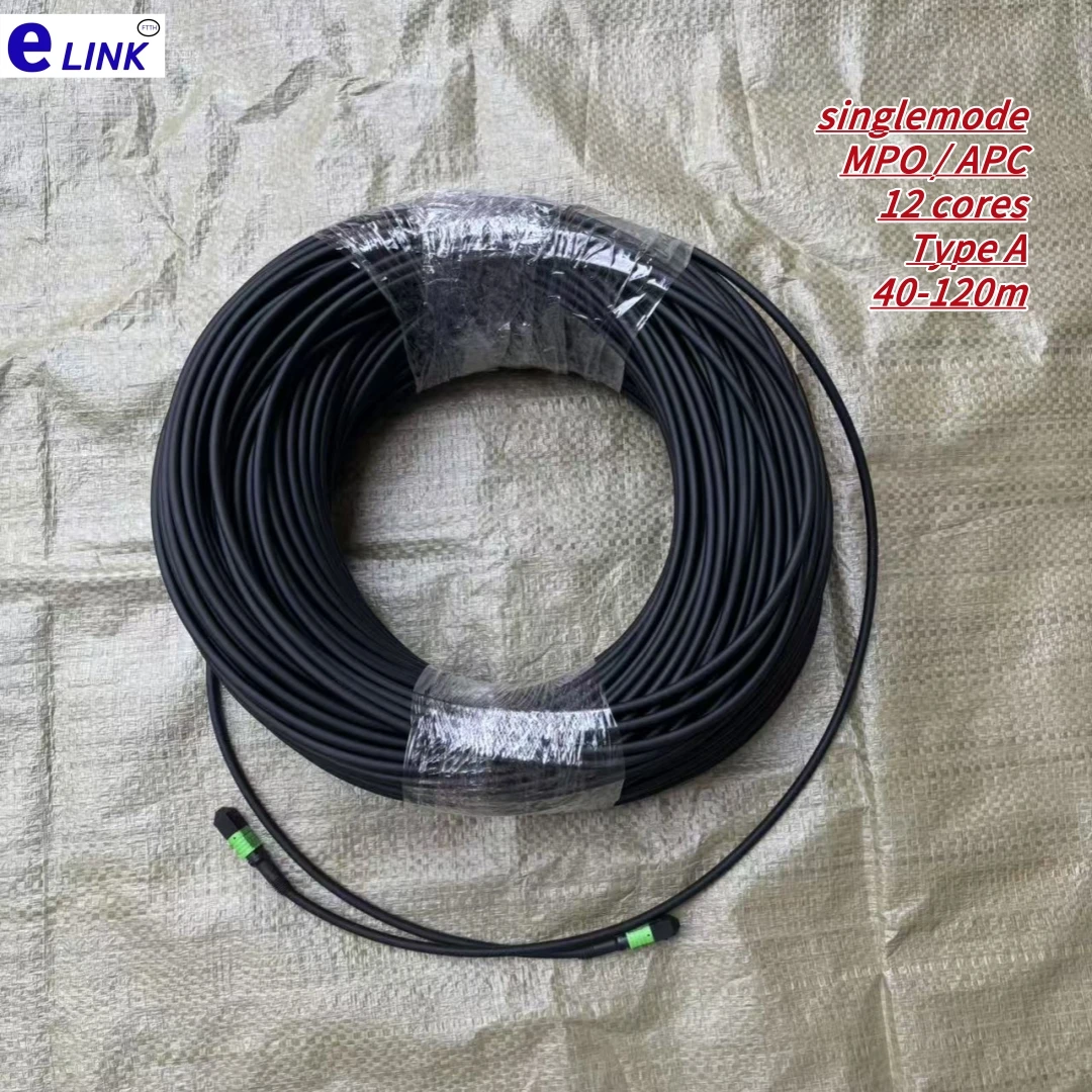MTP cable de conexión blindado 12 núcleos tipo A TPU MPO APC 40-120m 80m 50m 100m monomodo 12C SM 12 fibras puente de fibra óptica al aire libre