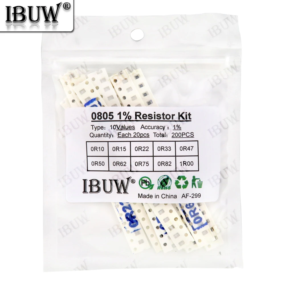 0201 0402 0603 0805 1206 1% 5% Kit surtido de resistencias SMD 1R-1M 10K 100K 1K 100R juego de resistencias DIY - imagen 3