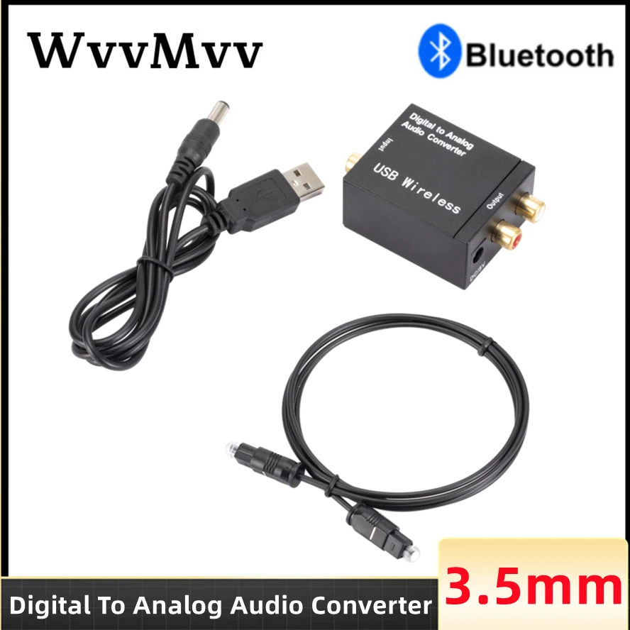 Convertidor de Audio Digital a analógico compatible con Bluetooth 3,5mm adecuado para TV Audio convertidor de salida analógica de fibra óptica Coaxial Digital