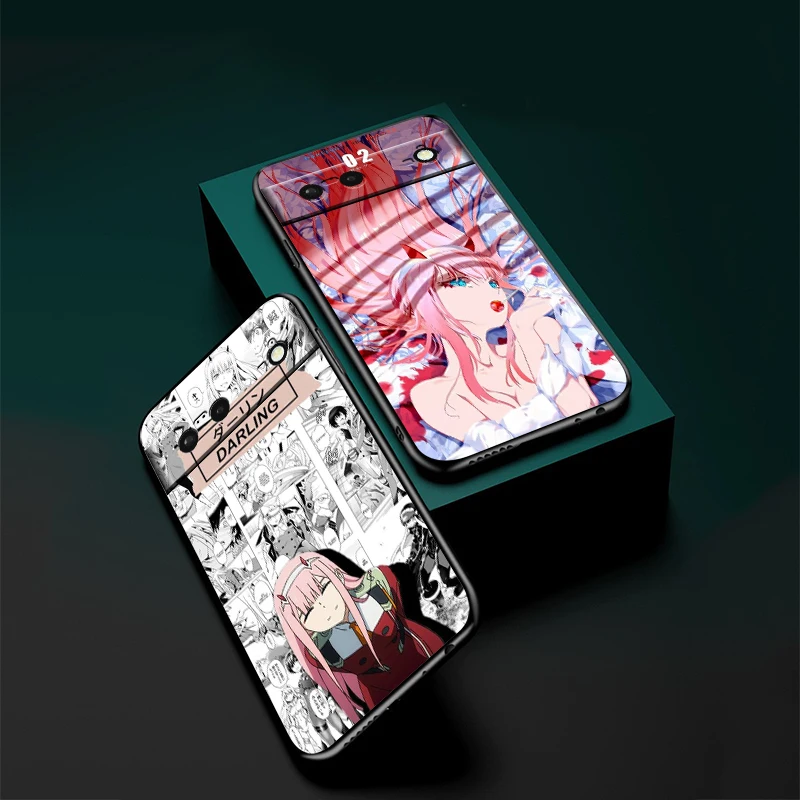 Funda de teléfono DARLING In The FRANXX para Google Pixel 9 8 7 Pro 6 Pro 6A 5A 5 4 4A XL 5G, Fundas suaves negras - imagen 4