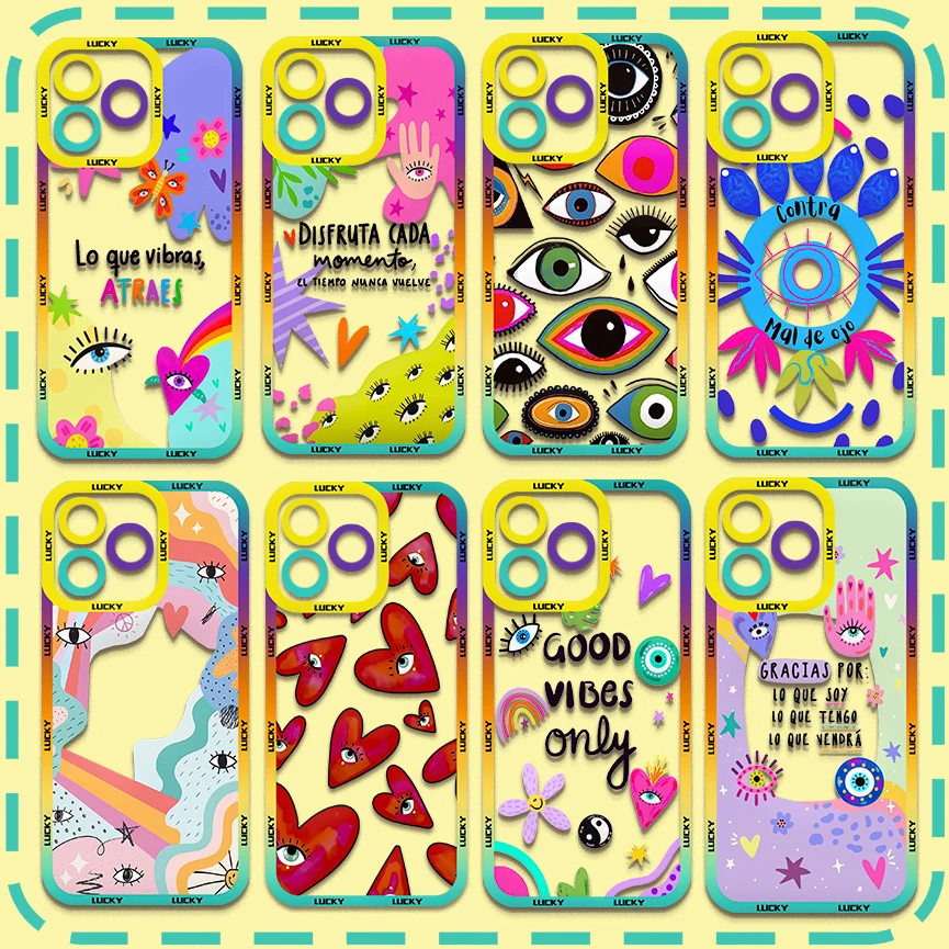 Funda de teléfono Lucky Eye Blue Evil Eye para OPPO A3 A60 A57 A38 A79 A58 A98 A5 F9 F11 A94 A92 A76 A74 A73 A54 A53 A31 Pro 5G