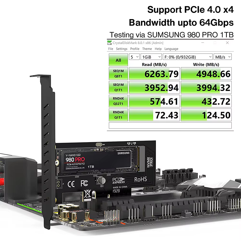 JEYI Adaptador M.2 NVMe PCIe 4.0 con Disipador Aluminio - imagen 5
