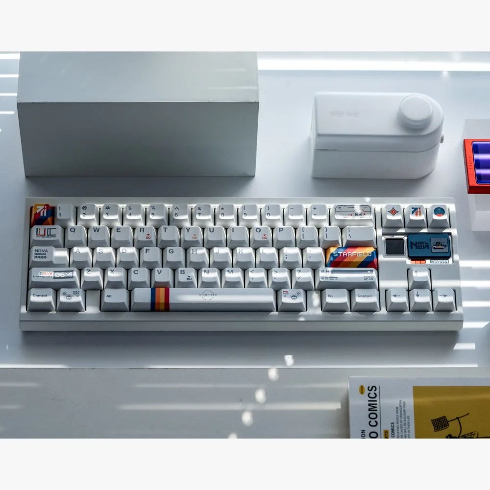 Juego de teclas con tema Starfield, 159 teclas PBT, personalidad personalizada, tapa de teclado blanca, perfil de cereza, teclas para juegos para teclado mecánico - imagen 2