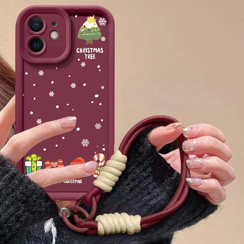 Bonita funda con cordón para la muñeca con forma de copo de nieve y árbol de Navidad para Google Pixel 9 8 7 8A 7A 9 Pro XL, funda de silicona suave para cámara Protec - imagen 5