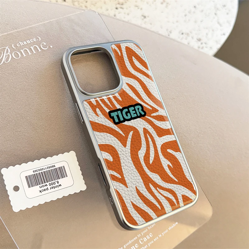 Funda de teléfono con textura de cuero con patrón de tigre para iPhone11/12/13/14/15/16/45 Pro Max AIR PLUS - imagen 4