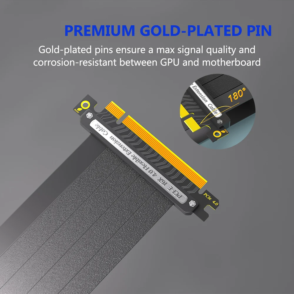 Cable de extensión PCIE 4,0, Cable elevador extensor PCIE 4,0 X16, alta blindaje, propiedad eficiente para soporte GPU de tarjeta gráfica - imagen 5