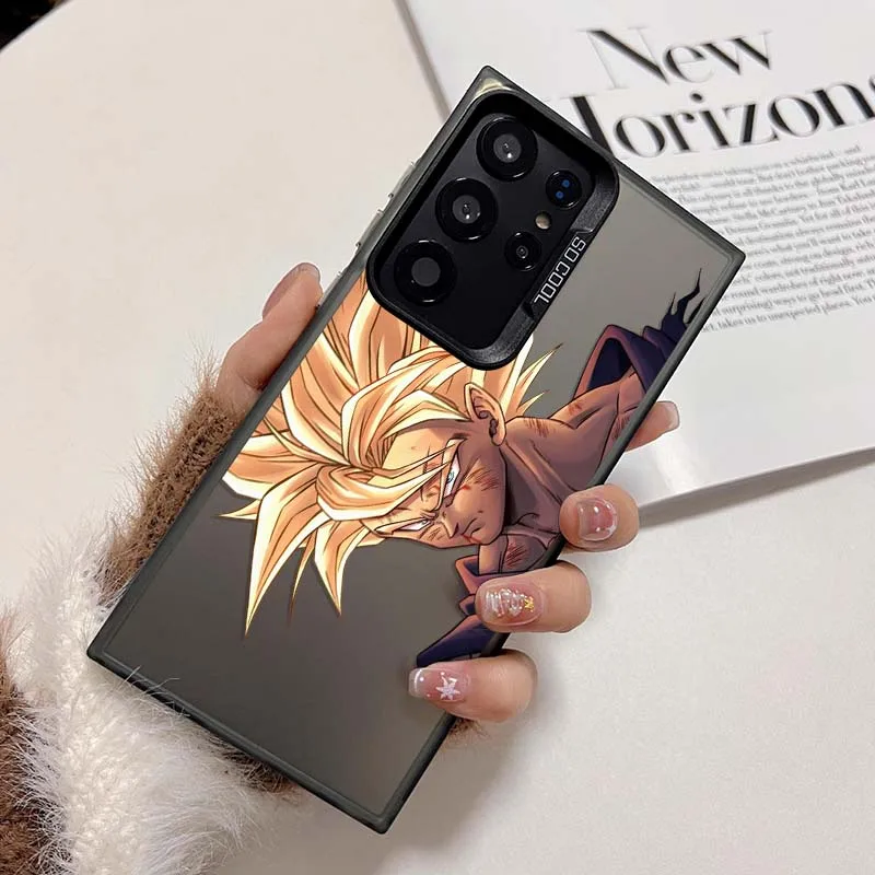 D-Dragon Ball dibujos animados Saiyan para Samsung Galaxy S25 S24 S23 S22 S21 Ultra Plus funda de teléfono plateada colorida - imagen 2